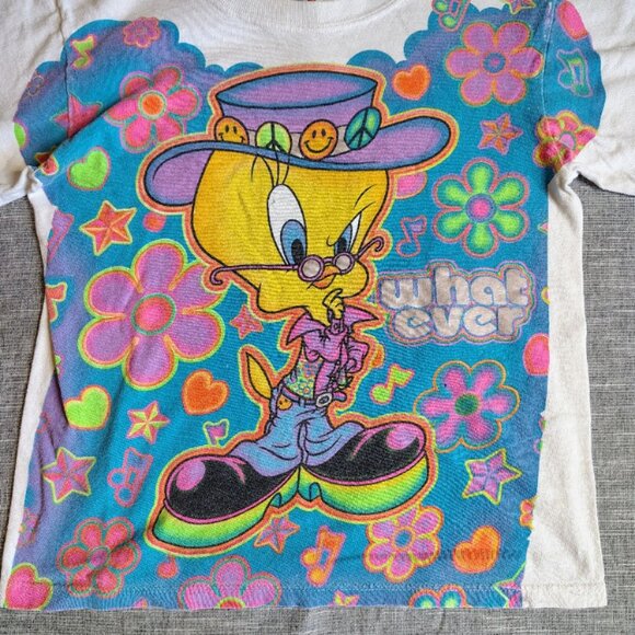Vintage 90s Warner Bros Looney Tunes Tweety Bird T-Shirt Size Large Kids - Picture 3 of 15
